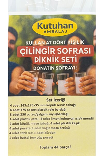 Kutuhan Ambalaj 4 kişilik kullan at rakı sofrası piknik seti