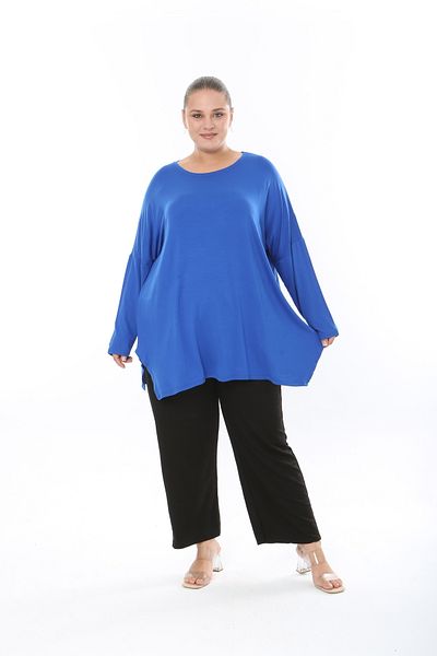 MODA LİZZA Women's Lycra Viscose Fabric Large Size Tunic One Size Bust Size 150 cm