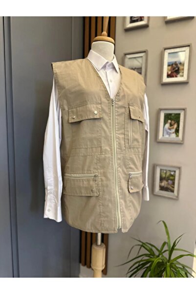 KAVAKLIDERE GİYİM Vestă de vară și primăvară cu fermoar din in, cu buzunare m...
