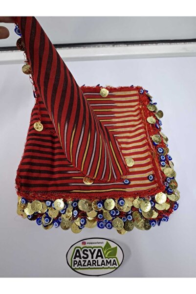 ASYA PAZARLAMA Henna Handkerchief, Wedding Handkerchief, Wedding Handkerchief, Keşan, Evil Eye Beaded Henna Handkerchief, Halay Handkerchief