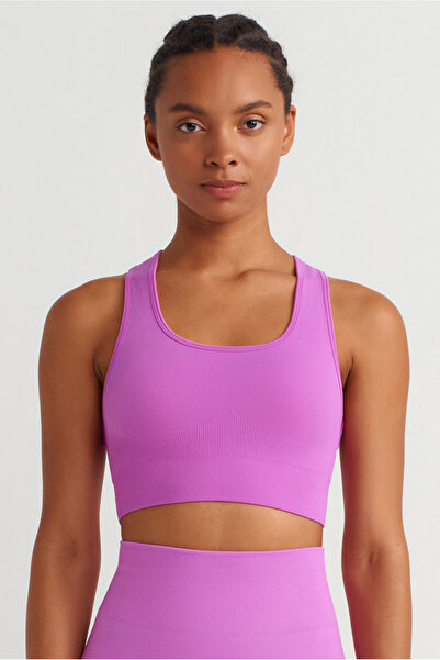 COMEUP Sutien sport cu detaliu dublu pentru fereastră, roz orhidee