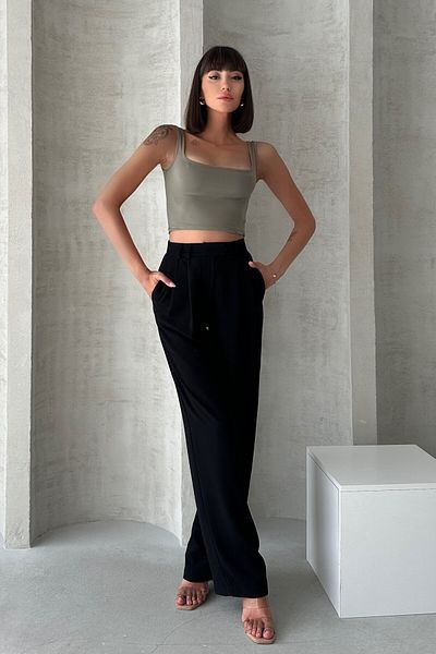 New Now Modal Fabric Square Collar Thick Strap Back Decollete Crop Body