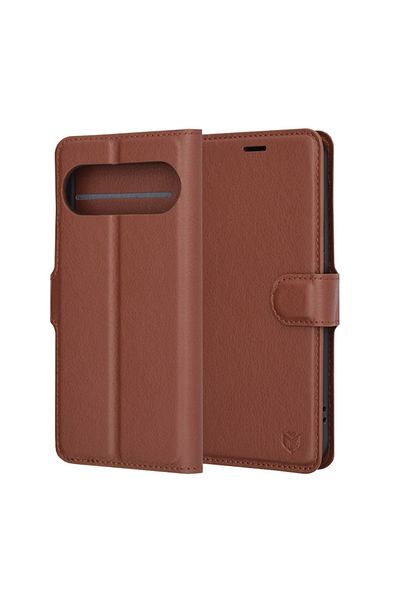 Tim High Protection Case for Google Pixel 9 Pro/9, Timacondesign, E87, Faux Leather, Intense Brown