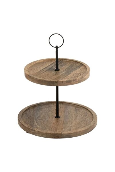 divendi-ro Sweets holder, 2 levels, wood and metal, diameter 25cm, brown