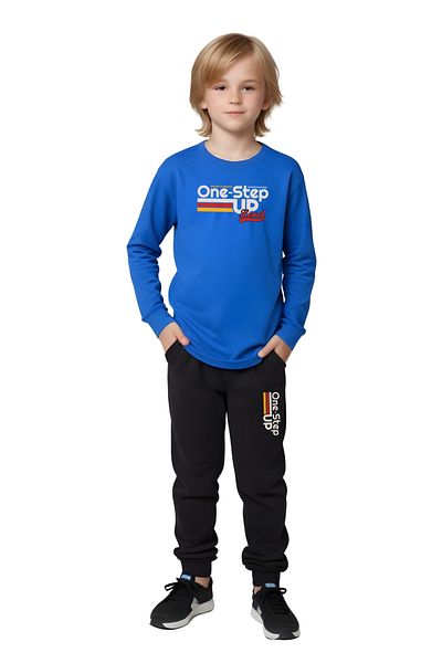FYK COLLECTİON Round Neck Printed Detail Boy's Tracksuit Set