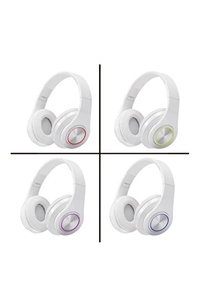 divendi-ro Foldable Audio Headphones, with LED Lights, Microphone, white