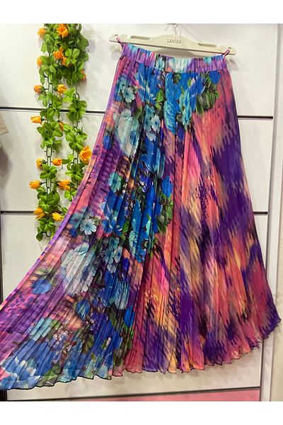 edu collection Chiffon Kiloş Bell Skirt with Print
