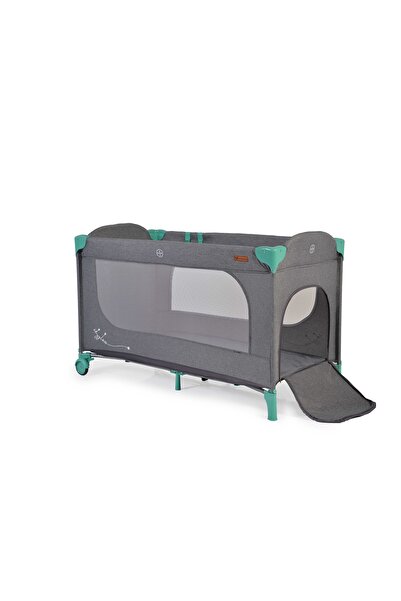 Cangaroo Skyglow Folding Crib with One Height Level and Supporting Rings 120x60 cm, Grey/Mint Green