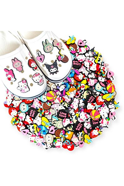Crocs Hello Kitty, Labubu, Kuromi, Kalpli ve Sevimli Figürlü Jibbitz 20 Adet