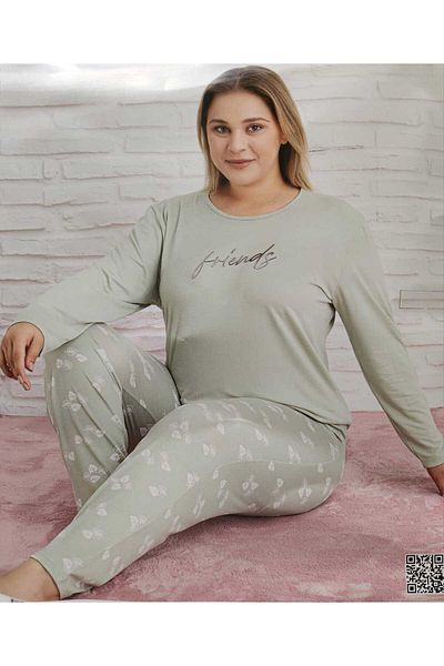Pijamoni Milan Fabric Plus Size Long-Sleeve Pajamas Set 7666