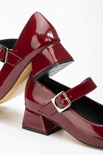 Budi St-006 Burgundy Patent Leather Daily 4 cm Heeled Shoes