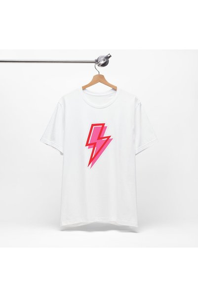 Tubinyoo Pink Red Lightning Pattern Unisex Oversize T-Shirt