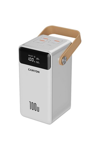 CANYON External Battery OnPower 610 Metal, 60000 mAh, 100 W PD (White)