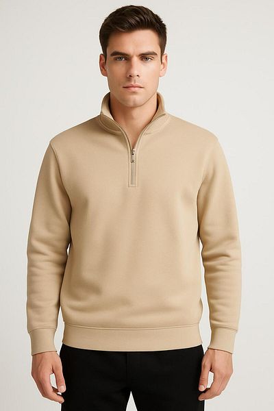 JUDGE 3 Thread Thick Ruched Winter Stand up Bato Collar Tomorrow Zipper Oversize Men's Sweatshirt a Quality