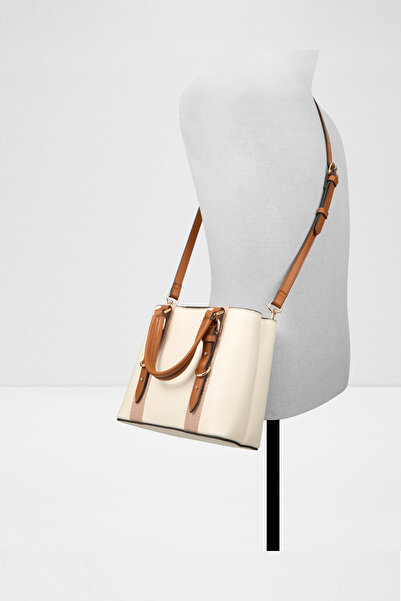 Aldo Maleah - Women's Small Size Ecru Shoulder and Hand Bag with Buckle Detail