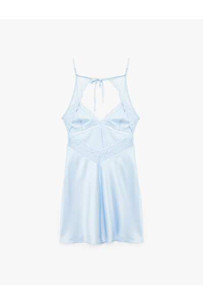 Koton Cămașă de noapte din satin cu dantelă cu detaliu de panglică