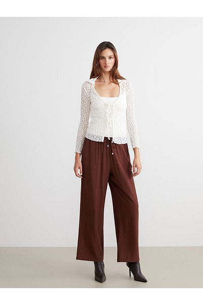 LC Waikiki Create Your Style from Uzg Store |   Textured Women's Trousers with Elastic Waist