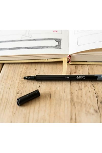Bic Intensity Fine Liner Fine Tip Felt Tip Pen 12 Pcs, 0.4 mm Fine Thickness Tip, 5 Box