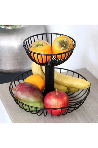 divendi-ro Metal fruit holder, two levels, dimensions 30x29cm, black