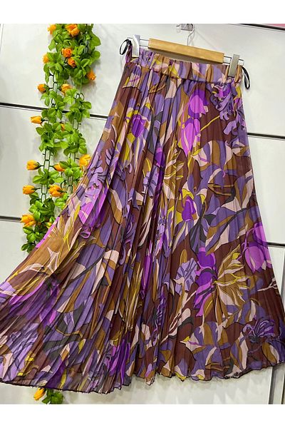 edu collection Chiffon Kiloş Bell Skirt with Print