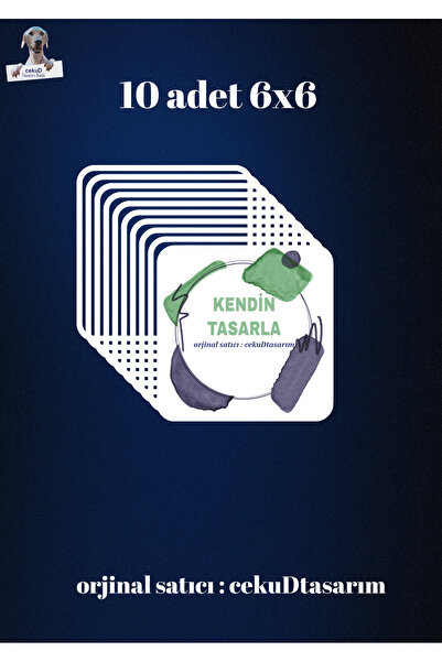 cekud tasarım baskı 6x6 cm Kendin Tasarla 10’lu Buzdolabı Magnet Seti – Fotoğ...