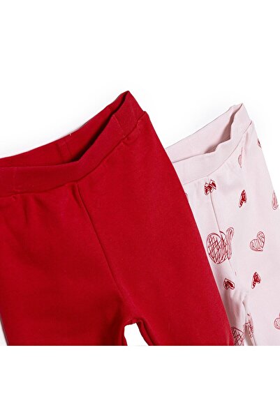 ebebek Hello Baby HelloBaby Kız Bebek Basic 2li Patiksiz Alt İnterlok Kalp Desenli Kırmızı