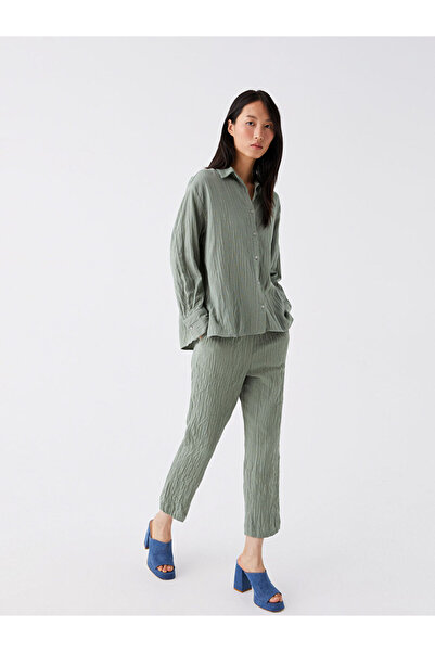 LC Waikiki Pantaloni pentru femei Khaki Beli Elastic Carrot croială