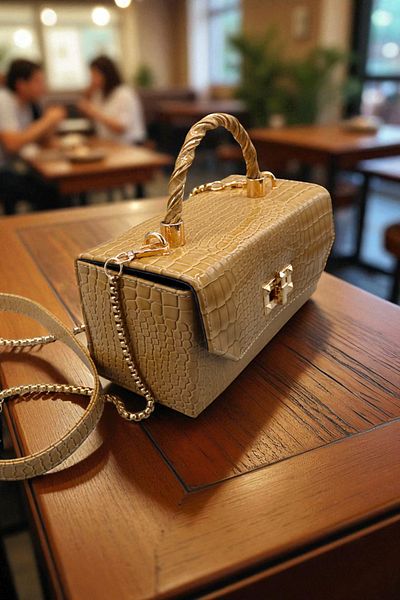 HFKY Patent Leather Bag. Box Model Stylish Design Hand and Shoulder Bag.