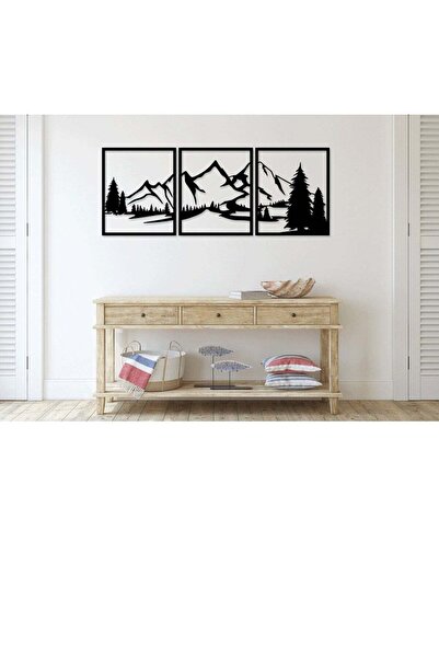 Story of candle لوحة جدارية فنية تأتي بتصميم "جبال وأشجار" باللون الأسود