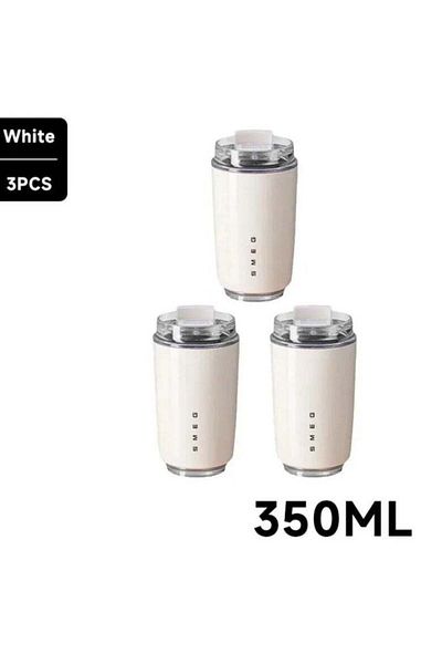 SMEG Coffee Mug, Vacuum Insulated Travel Mug, Spill Proof Leakproof Tumbler with Lid (3pc White)
