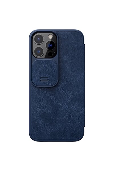 OEM Husa pentru iPhone 13 Pro Max, Δερμάτινη θήκη Nillkin QIN Pro, Μπλε