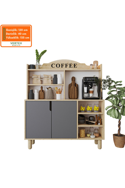 VM VERTEX MOBİLYA Pisa Kahve Köşesi-Çok Amaçlı Dolap-Mutfak Dolabı Safir Antr...