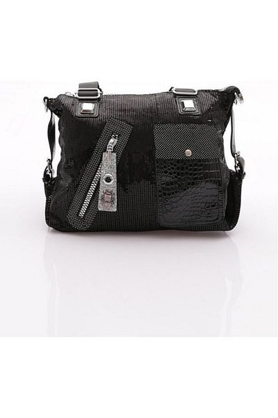 Aemido Merli Black Skin Shoulder Bag