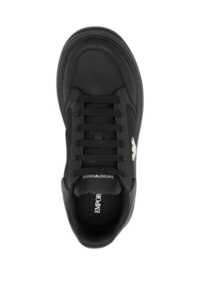 Emporio Armani Erkek Rahat Taban Armani Kartal Logolu Siyah Sneaker EM003666 AF19532-MC105