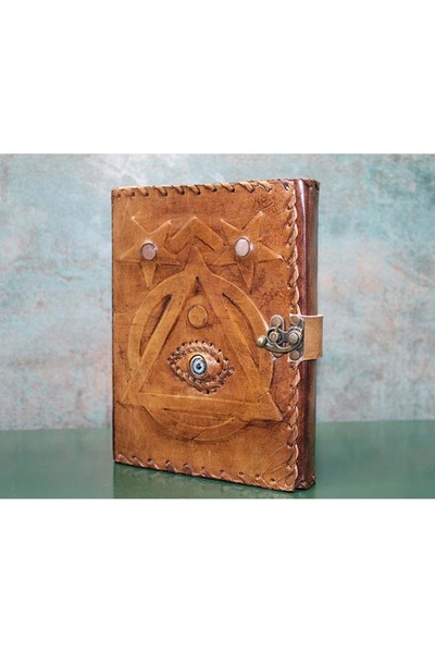 Kuzey Tacı Mystical Diary with Handmade Leather Cover - Evil Eye and Symbol Embossed Special Production Vip