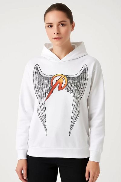 Silerra Metallica Two Thread Hoodie Front and Back Printed Hoodie - White