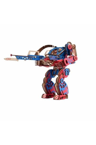 OEM Robot puzzle, Wood, 3D, Red/Blue