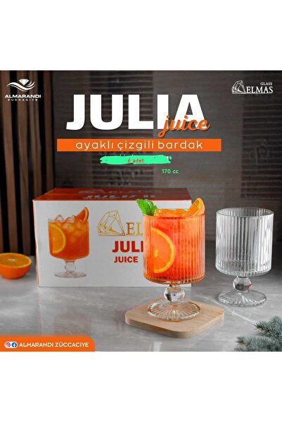 ORTAKÖY CENNETİ 6 Footed Water Drinking Glass Origami Striped 200 Cc Volume Tables for Guests Idal