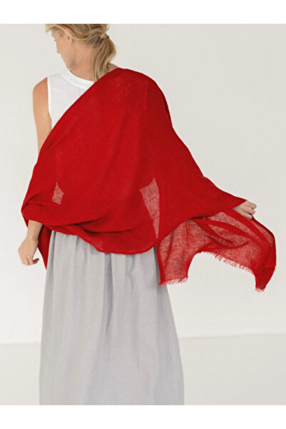 KÜTÜKhouse Red Linen Shawl 60X200 cm