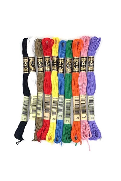 balım hobi evi مجموعة خيط نسيج متقاطع من Muline مكونة من 10 ألوان أساسية من H...