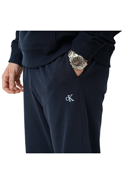 Calvin Klein Erkek Rahat Kalıp Beli ve Paçası Lastikli %100 Pamuklu Mavi Eşofman Altı LV04RD241G-CEF
