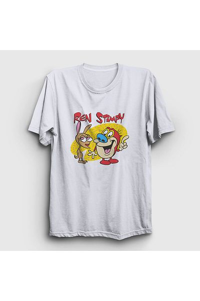 Presmono Unisex White Poster Ren and Stimpy T-Shirt 569013Tt