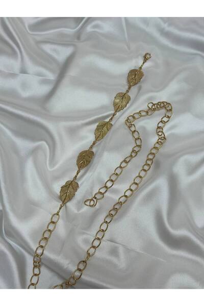 Fiori Γυναικεία ζώνη μέσης με λεπτομέρεια από αλυσίδα από φύλλα, ζώνη φορέματος, ζώνη φούστας, ζώνη παντελονιού