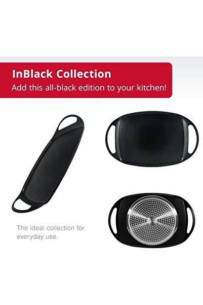 divendi-ro Hob with handles, Teflon, compatible with induction, electric or gas hobs, 36.9x24.6x4 cm, black