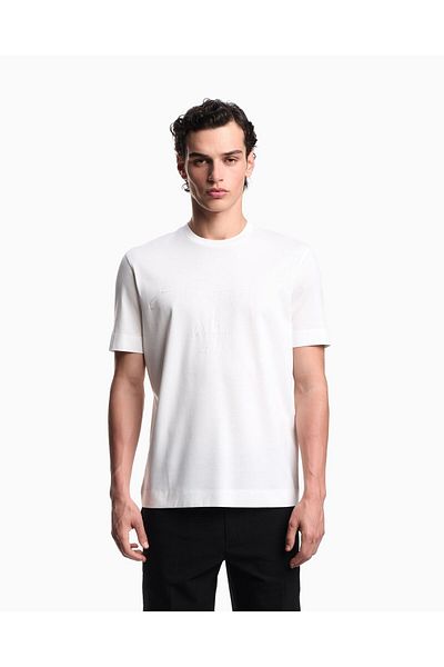 Emporio Armani Men's Crew Neck Short Sleeve Cotton Solid Model White T-Shirt Em002968 Af10762-F0121