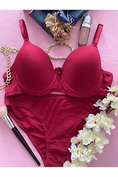 Ebru Silicone Jacquard Micro Waterway Underwire (Wire) Unpadded Bra Panty Set...