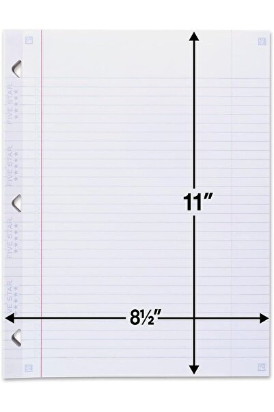 Mead Five Star Reinforced Filler Paper, College Ruled, 8.5 x 11 inches, 100 Sheets