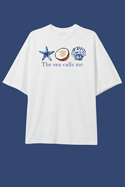 Dupe Design The Sea Calls Me Printed Oversize T-Shirt