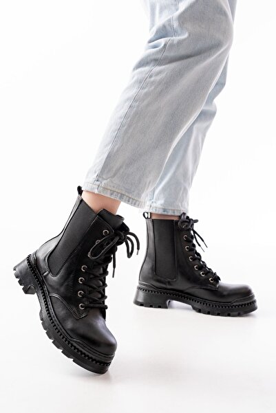 Budi Mengü Rs-2430 Black Heeled Gusseted Daily Women's Boots