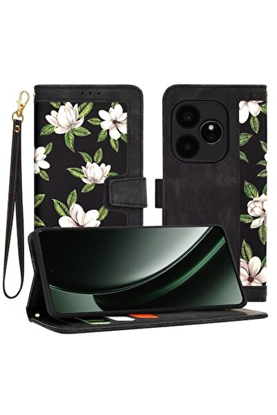 Sybero Husă de protecție pentru Realme GT 6/GT 6T, N52, piele ecologică, Flor...